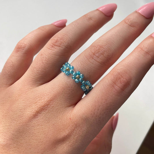 Blue Daisy Ring - Bijoux Lasotita