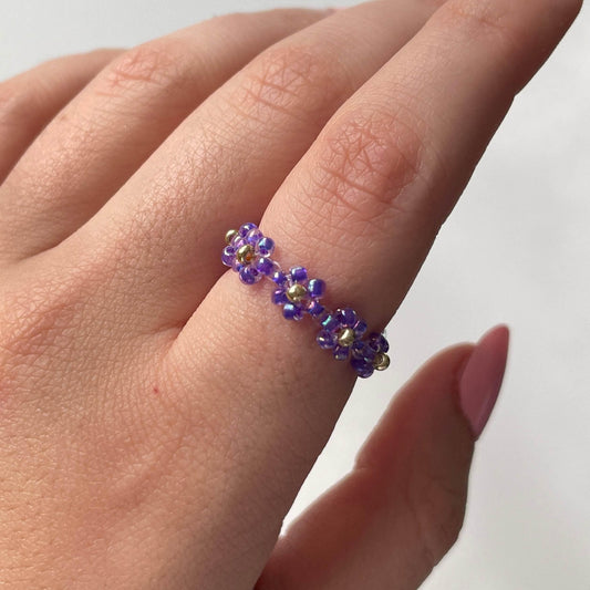 Mauve Daisy Ring - Bijoux Lasotita