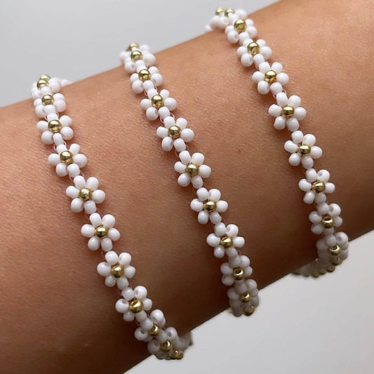 White Daisy Bracelet - Bijoux Lasotita