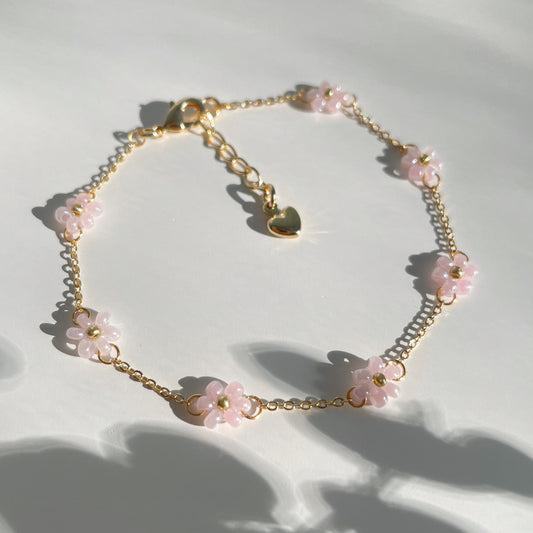 Pink Golden Flower Bracelet